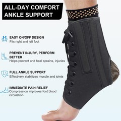 Lace Up Ankle Brace with Metal Side Stabilizers, Adjustable Lace-Up Ankle Bra…