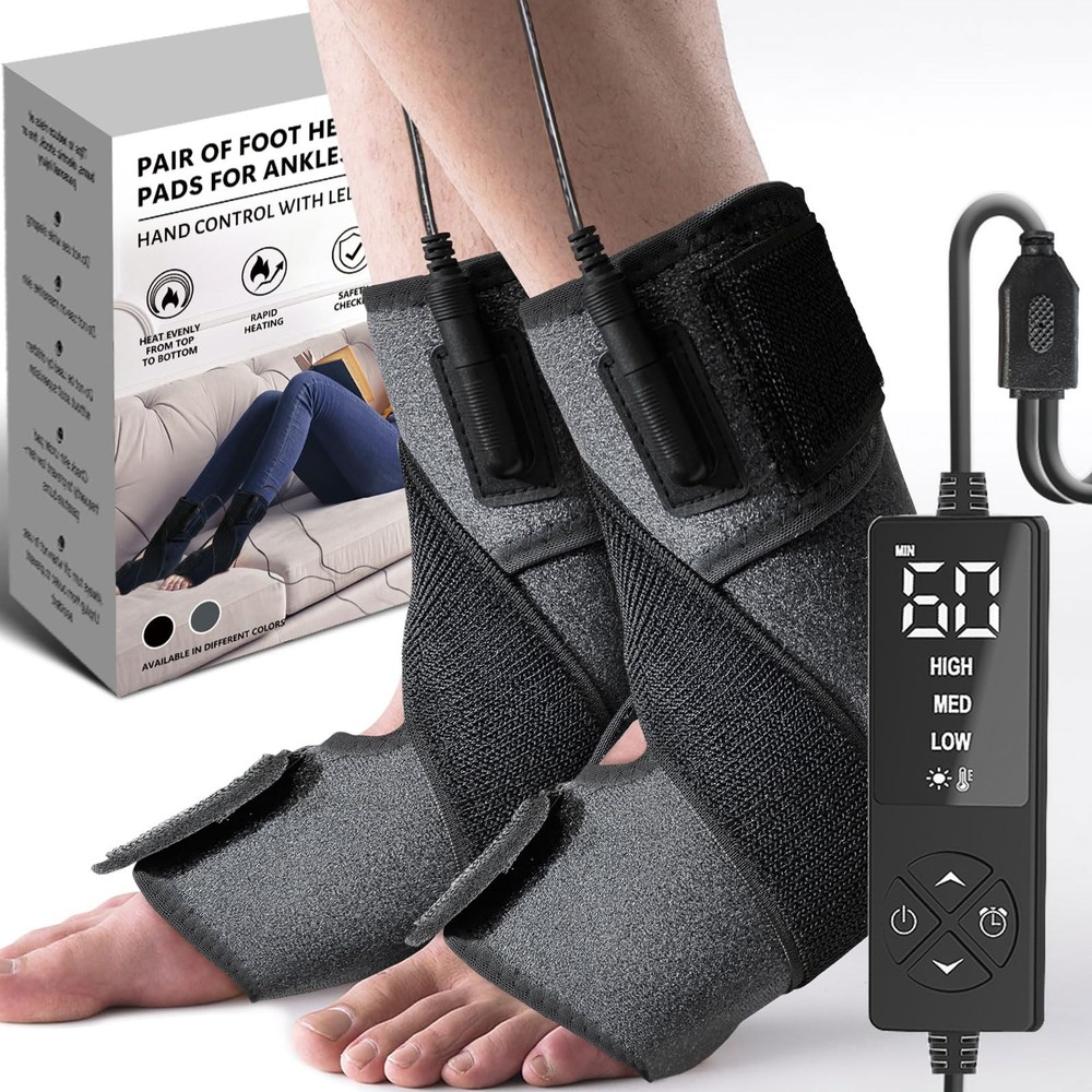 1 Pair Ankle Heating Pad for Feet Achilles Tendonitis Relief, Heated Ankle Br…