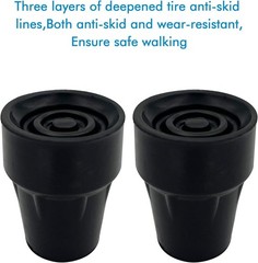 Natural Rubber Cane Tips, 3/4 Inch, Metal Reinforced for Enhanced Grip – Black