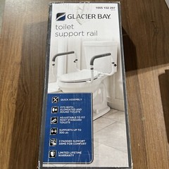 Glacier Bay Toilet Support Rail Adjustable Grab Bar White 1005 152 297 Open Box
