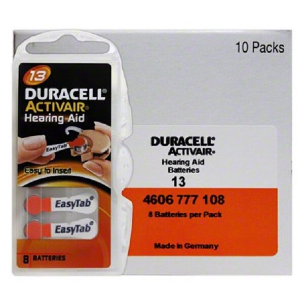 Duracell Activair Mercury Free Hearing Aid Batteries Size 13 (40-160). Exp-2027