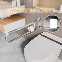 Bmoytu 30″ Fold Down Toilet Grab Bar Knurled Anti-Slip Brushed #R04