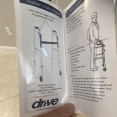 Drive 2-Wheel Aluminum Walking Frame, Adjustable Height, 300 lb, Silver/Blue