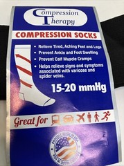 Compression Therapy Black Support Socks 15-20 mmhg Size Medium 5-9 1/2 W, 6-8 M
