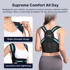 Fit Geno Posture Corrector for Women & Men: Adjustable Medium/Large, Black