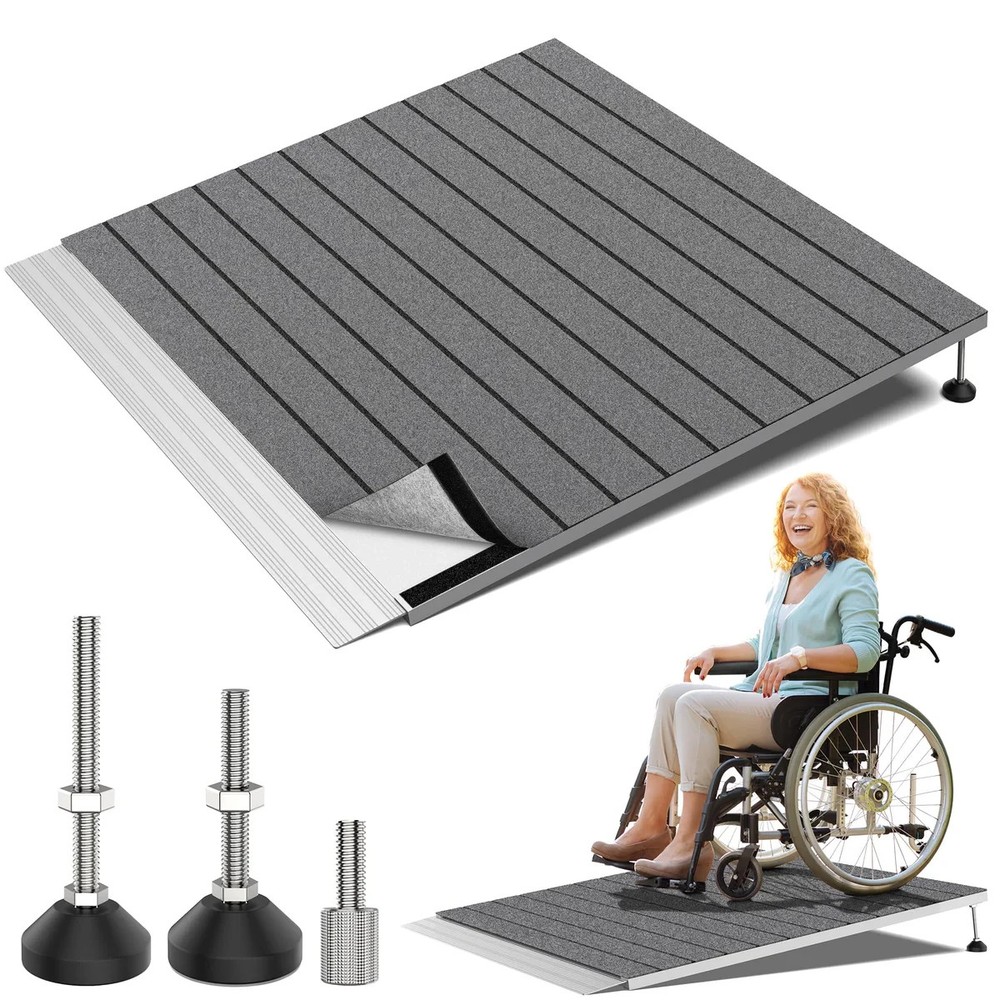 Nuvium Adjustable Aluminum Wheelchair Threshold Ramp 36″x36″ 3.3″-6.6″ Rise