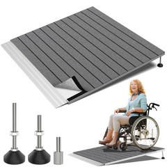 Nuvium Adjustable Aluminum Wheelchair Threshold Ramp 36″x36″ 3.3″-6.6″ Rise