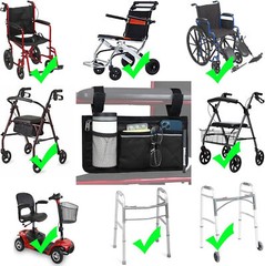 Wheelchair Side Bag Hang on Side Armrest Accessories Storage Pouch w/ Cup Holder
