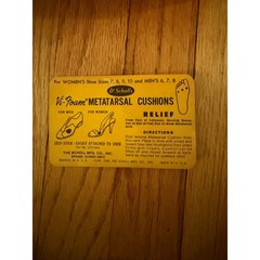 Vintage 1969 Dr Scholls Vi-Foam Metatarsal Cushions Ball of Foot Relief Yellow