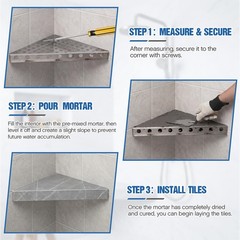 Floating Corner Shower Bench Kit, 17″ x 17″ x 24″ Wall Mounted Shower Seat Sh…