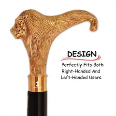 Antique Brass Lion Handle Wooden Cane – Black Wood Stick – Fancy, Stylish, Vi…