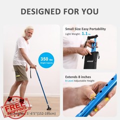 rehand Silver Walking Cane Foldable Adjustable