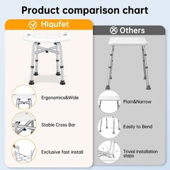 1 PCS Shower Chair Inside 500lb 5 Height Adjustable Stool Heavy Duty Bench Tub