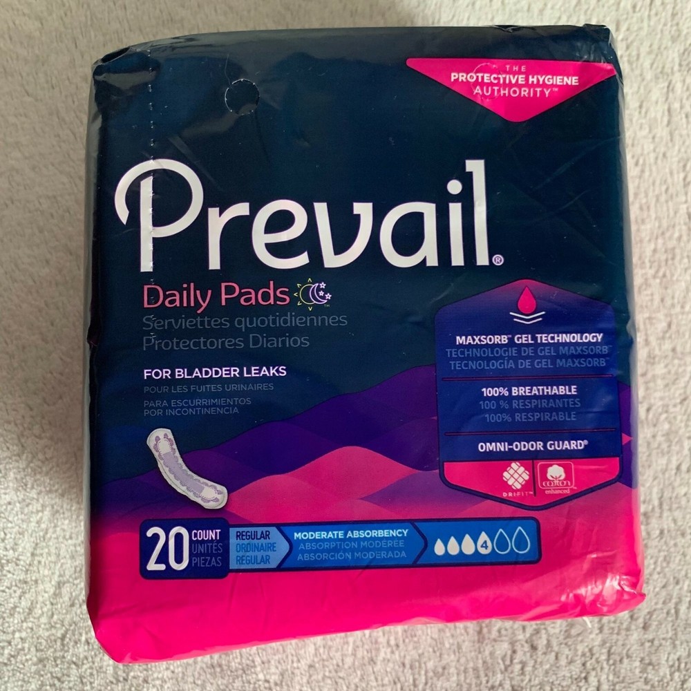 Prevail Daily Incontinent Pad 9-1/4″ L Regular Length Moderate 20 Ct BC-012 NEW