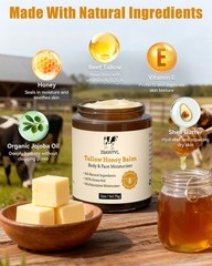 Beef Tallow for Skin, Whipped Tallow and Honey Balm for Body and Face, Natural F