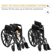 Drive Manual Wheelchair Black Foldable Padded Armrests 16″ Seat 250 lb