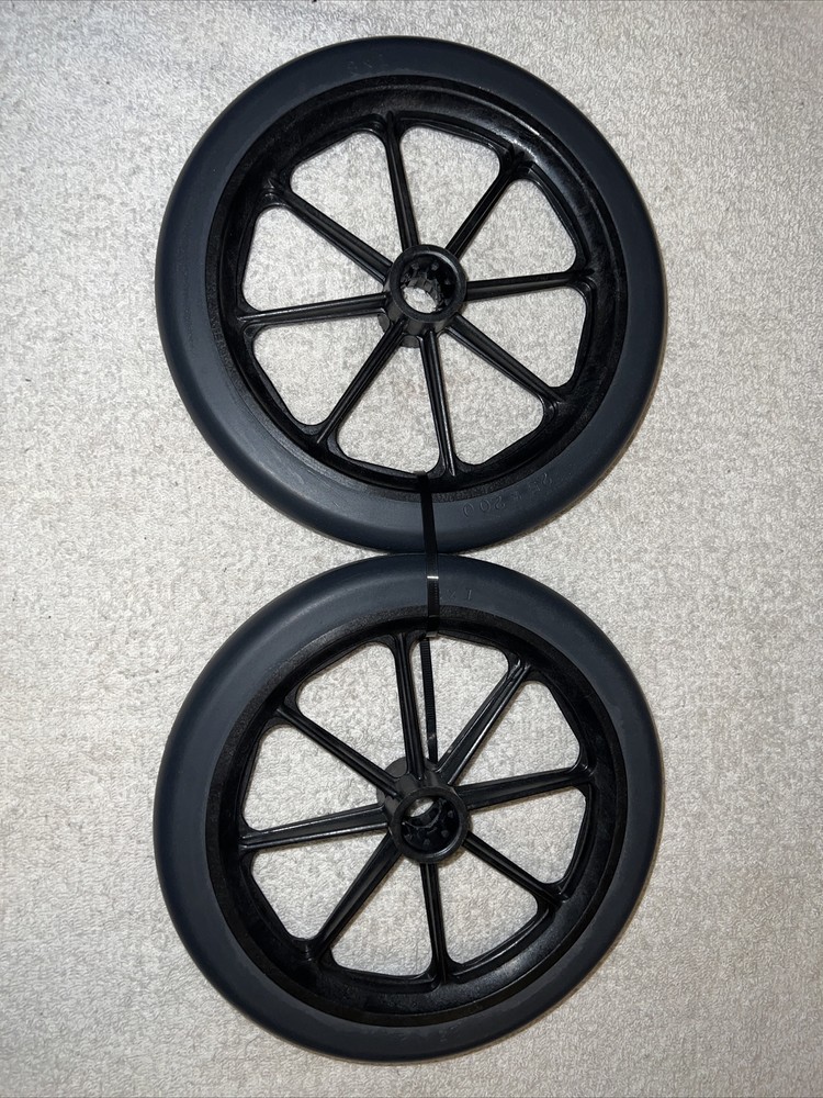 NEW PAIR Wheelchair Black Front Caster Wheel 8″x1″, NO Bearing, 1-1/2″ Hub