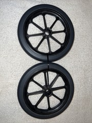 NEW PAIR Wheelchair Black Front Caster Wheel 8″x1″, NO Bearing, 1-1/2″ Hub