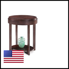 Leick Home Teo End Table Solid Wood Oval Shelf For Living Room And Small Spaces