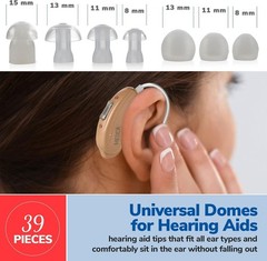 Comfort-Fit Hearing Aid Domes – 39 Soft Silicone Tips in Small to X-Large Sizes