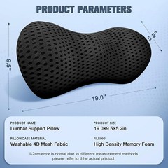 Lumbar Support Pillow Memory Foam Ergonomic Back Cushion Chair Bed Car Recliners