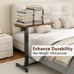 6 In 1 Overbed Table, 32“ Long Hospital Bed Table, Bedside Table (Walnut)