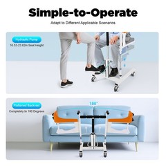 Adjustable Hydraulic Patient Lift Wheelchair Transfer Nursing Chair 180°Backrest