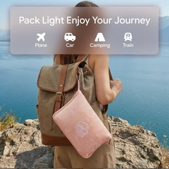 PEUJEW Travel Blanket, Soft 2-in-1 Airplane 65×40 in, Peachy Pink