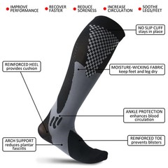 6 Pairs 3XL/4XL Compression Socks Fast-drying Knee High Support Running & Sports