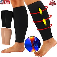 2× Calf Sleeves Leg Support Compression Socks Running Shin Splint Varicose Vein