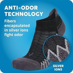 Silver Compression Fit Performance No Show Athletic Running Socks Small Black