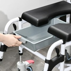 Homcom Accessibility Commode Shower Wheelchair w/Detachable Bucket 712-022V01BK