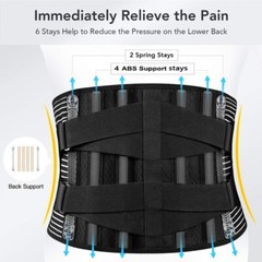 Back Braces for Lower Back Pain Relief with 6 Stays Breathable Back Support Belt