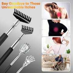 4 Pack Telescoping Stainless Steel Back Scratcher for Adults Seniors