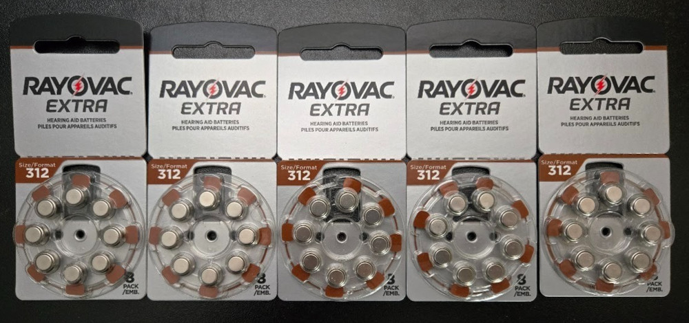 Rayovac Size 312 Extra Advanced Mercury Free Hearing Aid Batteries 40 Batteries