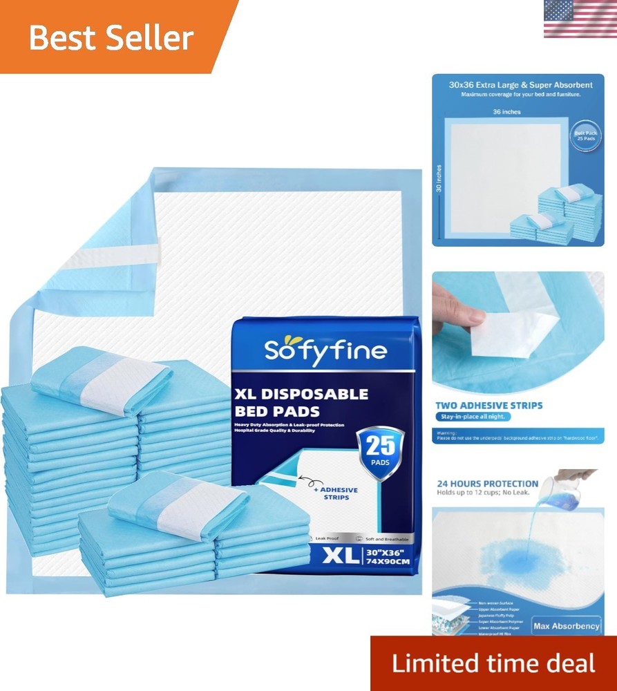 Ultra-Absorbent 30″x36″ Pads with Hypoallergenic Material – 25 Disposable Packs