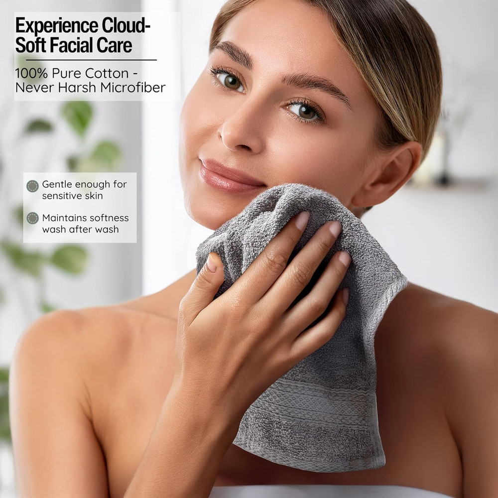Washcloths, 12 Pack, 100% Extra Soft Ring Spun Cotton Wash Cloth, Size 13″ X …