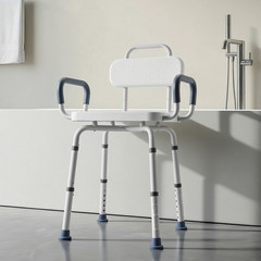 Swivel Shower Chair w/ Arms & Back, 400lb Heavy Duty Adjustable Bath Seat