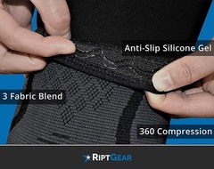 RiptGear Knee Compression Sleeve – 2 Pack – Braces for Large, Gray (2 Pack)
