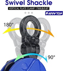Vertical Plate Clamp, 1Ton/2200LB Working Load, Jaw Opening 0.8IN, Blue