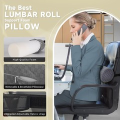 Lumbar Roll Pillow – Support Foam Cushion for Lower Back Pain, Office & Car