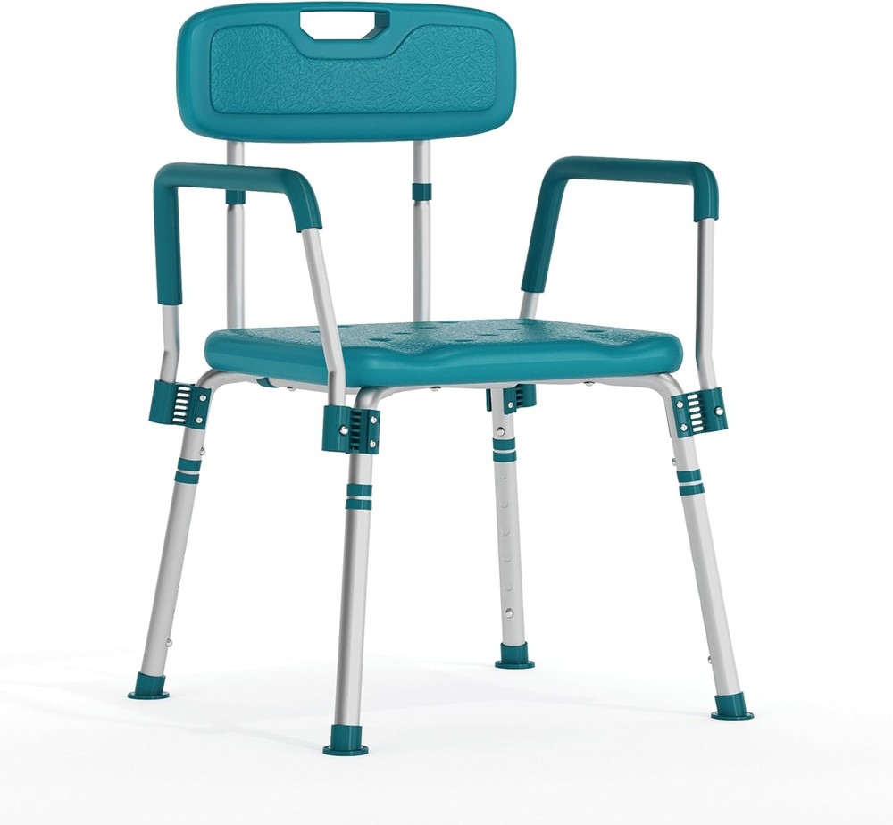 HERCULES Series 300 Lb. Capacity Adjustable Teal Bath & Shower Chair with Quick