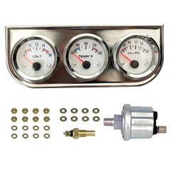 Chrome 3 in1 Triple Auto Gauge Meter Kit 52mm (8-16V Volt Meter +10… Fast Ship