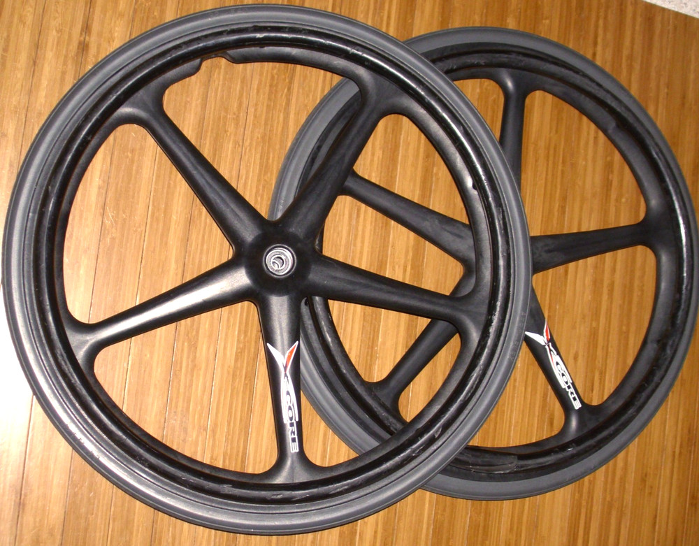pr 24″ X-Core Quickie Wheelchair Flat-Free Tires Rear Wheels Rims VINYL HANDRIMS