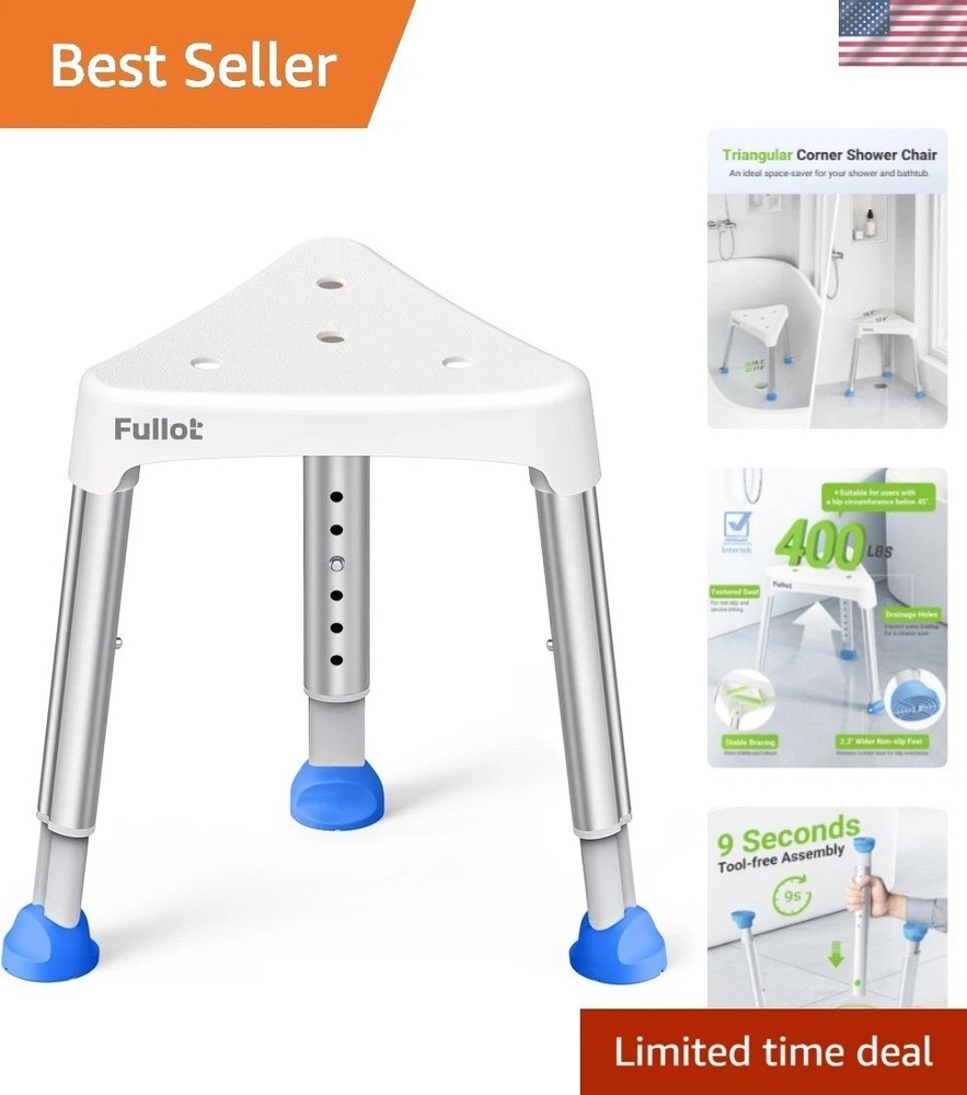 Comfortable Triangular Shower Stool with Non-Slip Design and 400 lbs Capacity