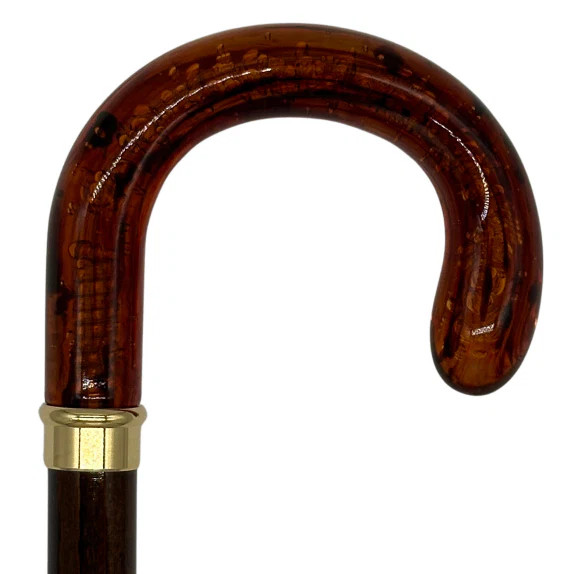 Classy Crook Handle Walking Cane in Tortoise Shell Effect from Italy
