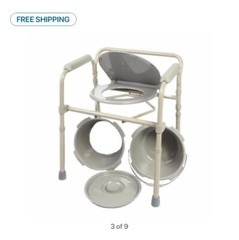 3 In 1 Commode Folding Bedside Commode Over Toilet Lifted Seat, Folds For Travel