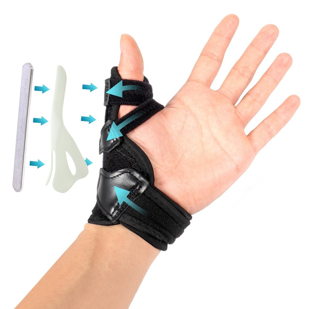 CLYGER Thumb Brace 2-in-1 Removable Support Splint Wrist Brace Black 1 pack