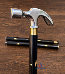Antique Handle Hercules Hammer Style Brass Walking Stick Chrome Antique Cane