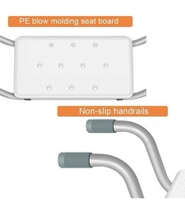 Adjustable Non-Slip Bathtub Seat Board w/ 2 Handrails 23-29in White Gray